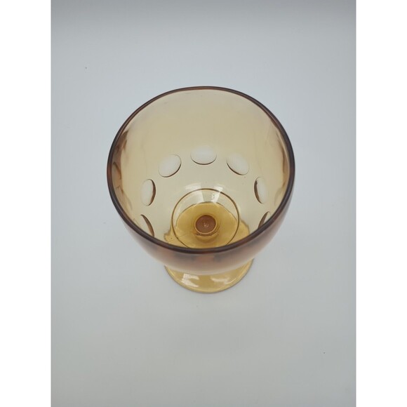 Vintage Bartlett Collins Amber Thumbprint Coin Dot 16 Ounce Beer Water Goblet - Picture 2 of 4